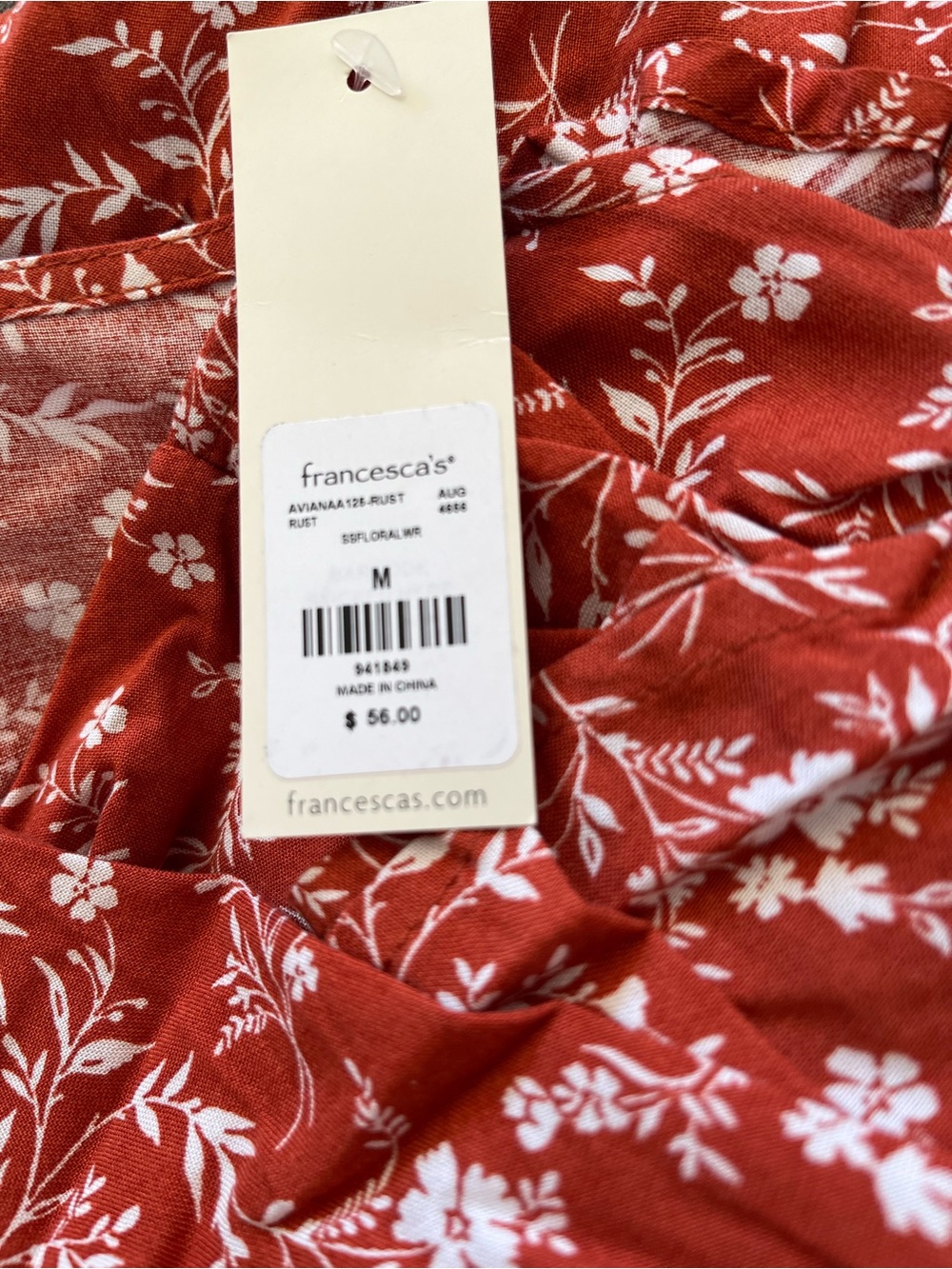 Blue Rain by Francesca's Rust Color & White M Floral Wrap Dress-NWT - Picture 5 of 5